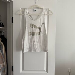 Puma White Tank with Silver Logo- Racer back